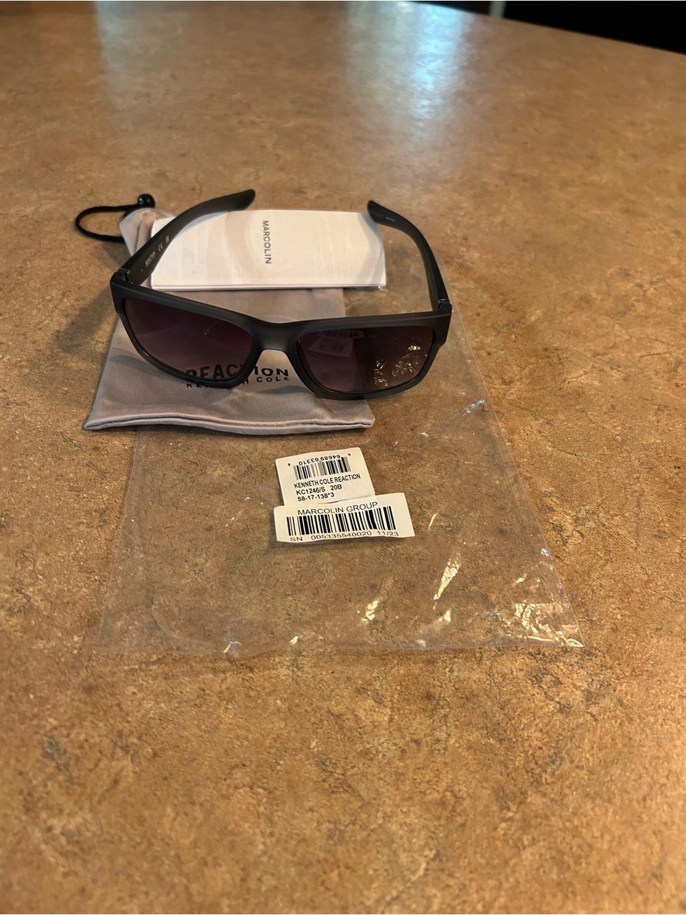 Reaction Kenneth Cole Matte Black Sunglasses with Brown Lenses